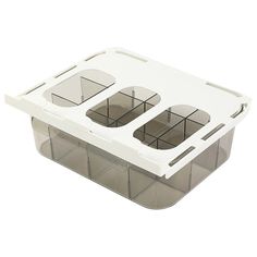 a plastic container with two dividers on it