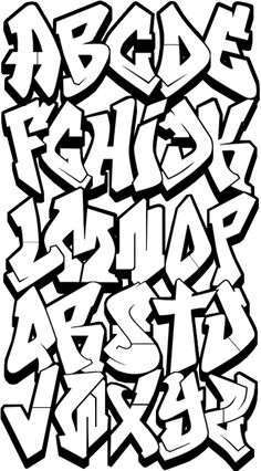 graffiti alphabet letters and numbers in black and white