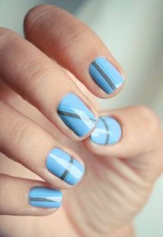 Easy Nail Designs for Beginners | Found on stylecraze.com Skittle Nails, Fingernail Ideas, Geometric Nails, School Wallpaper, Neat Nails, Blue Nail Art Designs, Nails Arts, Manicure Inspiration, Amazing Nails