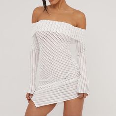 White Festival Dress Chic White Off-shoulder Bodycon Dress, White Off-shoulder Spring Mini Dress, White Off-shoulder Mini Dress For Spring, Spring White Off-shoulder Mini Dress, White Off-shoulder Bodycon Dress For Spring, White Bodycon Dress For Spring, White Bodycon Dress For Evening In Spring, Chic White Bodycon Dress For Day Out, Chic White Bodycon Dress For Spring