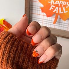 12 Halloween Ready Fall Nails 2023 - Behind the gram Dark Orange Nails Fall, Fall Nails French, Pumpkin Nail, Cozy Weather, Season Nails, Kutek Disney