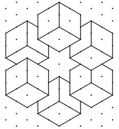 an image of several cubes in the shape of hexagonal figures with dots on them