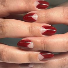 "V-tip" French nails, aka "tuxedo" nails, are having a moment on TikTok. Here's how to rock the manicure trend. Tuxedo Nails, French Nail Designs, French Nail, Red Nail Designs, Coffin Shape Nails, Luxury Nails, Manicure Y Pedicure, Unique Nails