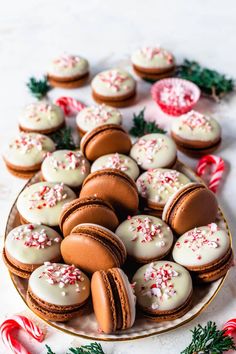 a plate full of cookies with white frosting and sprinkles