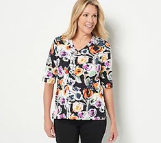 This V-neck top is a wardrobe essential with sincere versatility that keeps you stylin' all year long. Add this chic tee to your collection to enhance your every-day look. From Women with Control®. Chic V-neck T-shirt For Fall, Chic Fall V-neck T-shirt, Elbow Sleeve, V Neck Tops, Wardrobe Essentials, Sleeve Top, V Neck, Wardrobe, Women's Top