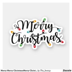 merry christmas sticker that says merry christmas with lights on the bottom and below it