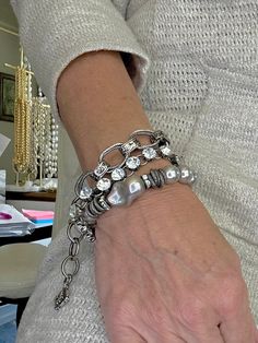 Balthazar Platinum and Silver Baroque Pearl Bracelet Oxidized Ring, Custom Jewelry Design, Baroque Pearls, Pearl Bracelet, Shop Necklaces, Bracelet Set, High Gloss, Custom Jewelry, Gold Chains