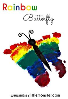 a colorful butterfly painted in rainbow colors