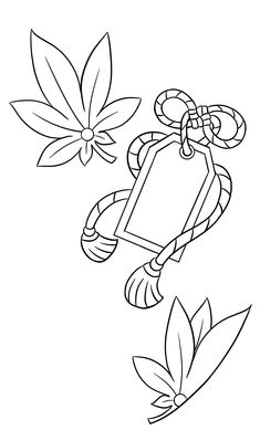 a black and white drawing of flowers with leaves