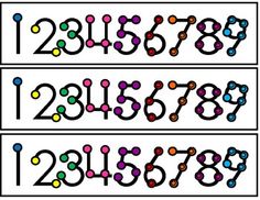 the numbers are arranged in different colors and sizes, with dots on each one side