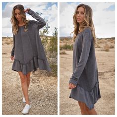 Solid Ruffled Long Sleeve Dress -Long Sleeves -Flare Fit -Ruffled Detail On Bottom Line... Sold In Small Medium And Large Sizes Looking 4: Layering Layer Layers Layered Flirtly Hippie Bohemian Beachy Coachella Festival Brithday Present Gift Party Vacation Resort Vegas Cruise Travel Trends Trendy Trending Classic Classy Shabby Chic Lingerie Christmas Thanksgiving Valentines Holiday Wildfox Reformation Fall Winter Spring Summer Warm Floral Contemporary Fuzzy Cute Trendy Stylish Fall Winter Collect Flowy Long Sleeve Ruffle Dress With Ruffle Hem, Casual Long Sleeve Ruffle Dress For Fall, Casual Flowy Ruffle Dress For Fall, Long Sleeve Flowy Ruffle Dress For Fall, Flowy Long Sleeve Ruffle Dress For Fall, Casual Dresses With Ruffle Hem For Fall, Fall A-line Mini Dress With Ruffles, Fall Long Sleeve Ruffle Dress, Casual Fall Dresses With Ruffle Hem