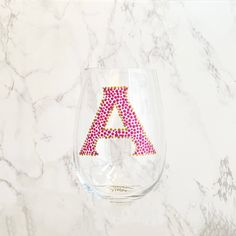 Monogram wine glasses custom personalized with initial Painting Glass Cups, Wine Glass Painting Ideas Easy, Paint Wine Glasses, Wine Glass Painting, Diy Wine Glasses Painted, Painted Monogram, Cup Painting, Hand Painted Monogram, Wine Ideas