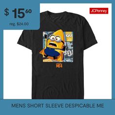 Enjoy comfort and fashion at the same time with this unique men's graphic t-shirt design from despicable me 4. Crafted from soft cotton-knit, this tee has a crew neckline and short sleeve. Officially licensed apparel. Designed by and exclusive collaboration with top brands & world-class artists. Style it with jeans or shorts.Character: Despicable MeClosure Type: Pullover HeadFit: Regular FitNeckline: Crew NeckSleeve Length: Short SleeveFiber Content: 100% CottonFabric Description: KnitCare:… Tops Graphic, Men's Graphic T Shirt, Large Shirts, Despicable Me, Cotton Knit, T Shirt Design, Men Short Sleeve, Crew Neckline, Shirt Design