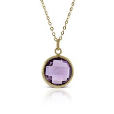 A round amethyst is given a modified checker cut for facets that gleam from every angle, making this necklace an easy way to add a pop of color to your ensemble. Pendant is approximately 11mm in diameter. Length is 18 inches with shortening loop at 16 inches for versatile wear. Pair with matching earrings 11839081, while available. Shortening, Amethyst Necklace, Jewelry Cleaner, Cleaning Jewelry, Birthstone Jewelry, Gemstone Colors, Matching Earrings, Bezel Setting, Diamond Shapes