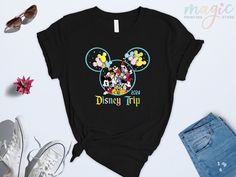 Key Features:Disneyland Trip 2024 Shirt, Family Disneyworld Shirts, Disneyland Family Vacation ,Disneyworld Family Matching,Gift for Family,Birthday Gift ⚡We choose one of these brands according to stock status;  ⚡Bella Canvas, Gildan Soft Style, Next Level, and outswear. ⚡All shirts are soft style, If you want a specific brand, please tell us.  * Cotton/Poly Material - Super soft! || HOW TO ORDER? || It's easy to place an order! Please check the theme, color, and size of all images in this list Fun Mickey Mouse Shirt For Disney Trips, Black Mickey Mouse Shirt For Disney Fan Events, Casual Black Shirt For Disney Trips, Disneyland Family, Disney World Shirts, Disneyland Trip, Family Birthday, Theme Color, Family Birthdays