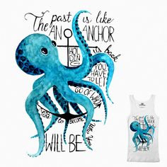 an octopus is shown in a frame with the words, and it's blue