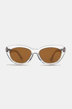 Ouru00a0trèsu00a0françaisu00a0take on the cat-eye silhouette, the Frenchy sunglass is theu00a0purrfect choice for the sophisticated femme. u00a0Sized just right, the thick-bodied, 51mm acetate frame features high, rounded corners accented with two metal rivets for a retro look to smarten even the most casual ensemble. u00a0Updated with polarized lenses. 1.5 Polycarbonate Lenses Triple-Barrel Hinges RX Optical Quality SIZE 51mm Eye Size 18mm Bridge 140mm Temple/Arm 5 1/8" Width 1 7/8" Height | Su Retro Anti-reflective Cat Eye Sunglasses, Clear Cat Eye Sunglasses With Gradient Lenses For Beach, Summer Cat Eye Sunglasses Clear Glass, Clear Glass Cat Eye Sunglasses For Summer, Summer Clear Glass Cat Eye Sunglasses, Casual Clear Cat Eye Sunglasses With Polarized Lenses, Clear Mirrored Lenses Cat Eye Sunglasses, Brown Cat Eye Sunglasses With Glass Lenses, Clear Cat Eye Sunglasses With Uva Protection