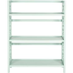 a white shelving unit with three shelves