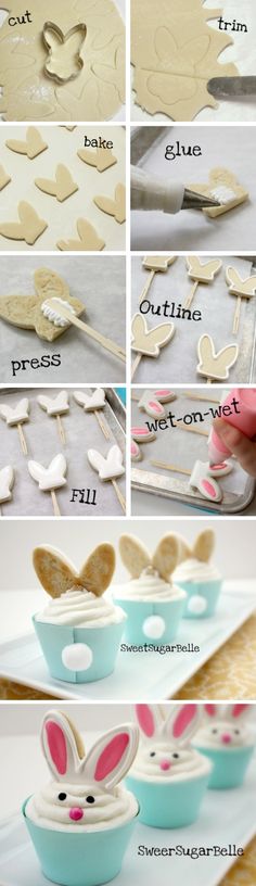 the instructions for making bunny ears out of cookie dough