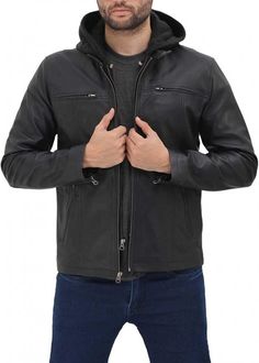 Men's Removable Hood Black Leather Jacket
This astounding men's black jacket with hood is made from real lambskin leather and comes with a big hood to provide you an awesome comfort in lower temperatures. This new stylish hooded black leather jacket is the most favorite jacket of the year and it allows you to work safely and travel easily for the commute. Pick yours now to make your life luxurious in a short time and without breaking the bank. Leather Hooded Jacket With Double-lined Hood, Hooded Leather Jacket With Double-lined Hood For Outdoor, Fitted Black Biker Jacket With Double-lined Hood, Maroon Coat, Black Leather Jacket With Double-lined Hood For Outdoor, Luxury Men's Leather Jacket With Double-lined Hood, Maroon Leather Jacket, Cafe Racer Leather Jacket, Mens Black Jacket