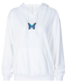 Material: Polyester US Size: S,M,L Item Type: Sweater Colors: White, Grey Gender: Women Embroidery Butterfly, Butterfly Sweater, Hood Hat, Solid Color Bikinis, Trendy Hoodies, Embroidery Sweater, Embroidery Hoodie, Cardigan Sweater Coat, Butterfly Embroidery