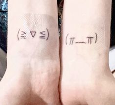 two people with matching tattoos on their legs, one has the word love written in cursive writing