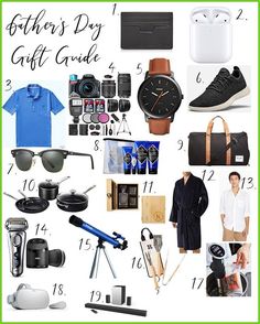 a collage of men's gift guide items including shoes, sunglasses, and other accessories