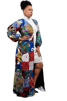 Take your style to another level when you layer with this beautiful African fashion, patchwork kimono. The flowy kimono has pockets and a unique sleeve - the invisible zippers on the sleeves allows you to wear with kimono two different ways. Made from dozens of African wax print swatches. 100 percent cotton. This Apparel will be Made Just for You at Our Production Workspace in Liberia. Ships in 2-3 weeks. Fashion Kimono, Patchwork Kimono, Dress Ankara, African Print Dress Ankara, African Fashion Skirts, Fashion Patchwork, Ankara Gown Styles, African Print Dress, Liberia