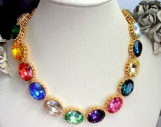 Anna Wintour Style, Riviere Necklace, Rainbow Wedding, Real Gold Jewelry, Crystal Choker Necklace, Cookie Cups, Gold Wedding Jewelry, Necklace Patterns, Swarovski Crystal Necklace