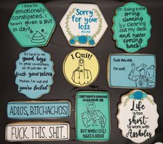 decorated cookies with funny sayings on them for someone's 50th birthday or other special occasion