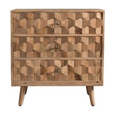 a wooden chest with drawers made out of wood blocks