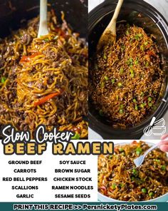 the recipe for slow cooker beef ramen is shown