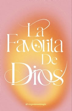 a book cover with the words la favoita de dios in white lettering