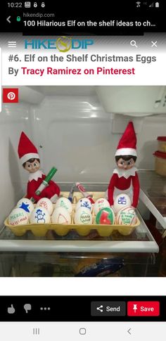 an image of two elfs baking eggs in the fridge for christmas time with funny caption