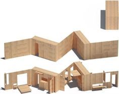 several pieces of wood are arranged in the shape of a house