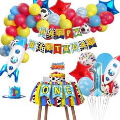 a birthday party with balloons and decorations