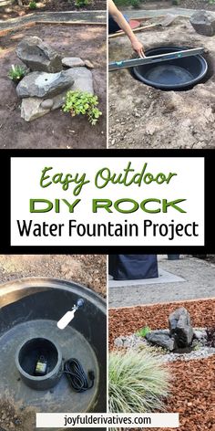 an easy outdoor diy rock water fountain project