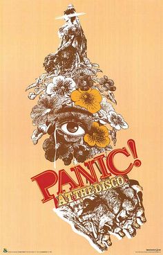 the cover to panic's album, featuring an eye and flowers