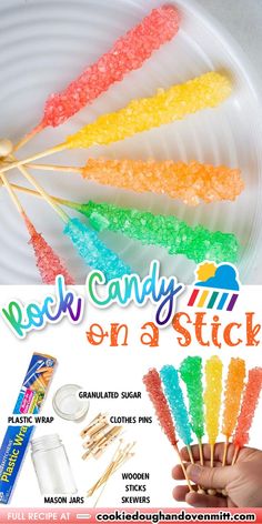 an advertisement for candy on a stick