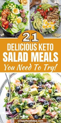 These delicious keto salad recipes are best for meal prep and you need to try. Keto Salads Recipes For Dinner, Keto Dinner Salads, Keto Dinner Salad, Keto Green Salad Recipes, Low Carb Cold Salads, Keto Cold Salads, Meal Prep Lettuce Salads, Keto Side Salad Recipes