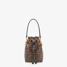 Brown Fendi Logo Design, Fendi Store, Logo Shapes, Mini Mochila, Fendi Logo, Brown Leather Bag, Black Leather Bags, Dark Brown Leather, Pink Leather