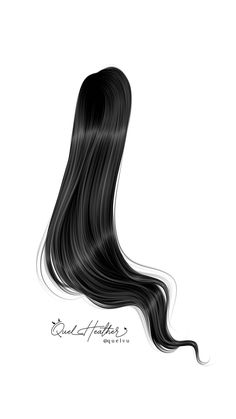 the long black hair is drawn on a white background