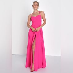 On Sale Is A Lulu’s Dreamy Romance Pink Backless Maxi Dress Size M. It Is New Without Tags. The Measurements Are Approximations Length (Pit To Hem)- 49 3/4 Inches Width (Pit To Pit)- 15 1/4 Inches Waistline- 14 Inches Hot Pink Long Dress, Jessica Rabbit Dress, Dreamy Romance, Hot Pink Maxi Dress, Nontraditional Wedding Dress, Dress Outer, Green Wedding Dresses, Azazie Dresses, Backless Maxi Dress