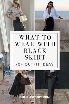 Black Plated Skirt Outfit Summer, How To Style A Long Black Silk Skirt, Black Aline Skirt Outfit Winter, Styling Black Pleated Midi Skirt, Midi Black Silk Skirt Outfit, High Waisted Black Skirt Outfit, How To Style Black Silk Midi Skirt, Casual Black Silk Skirt Outfit, Styling Long Black Denim Skirt