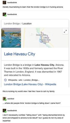 the facebook page for lake havasu city, which is located in london and has been