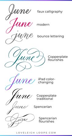 the different types of calligraphy that are used in this type of lettering workbook