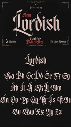 Lordish Blackletter Font by creativemedialab Font fonts #font #fonts 3.894 Unique Lettering Tattoo, Artistic Fonts Alphabet, F Font Design, Dark Lettering Tattoo Fonts, Gothic Font Alphabet, Gothic Lettering Tattoo, Goth Fonts, Blackletter Tattoo, Calligraphy Tattoo Design