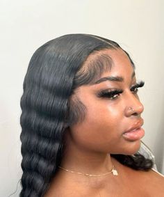 Front Slicked Back Hair Down Wavy, Frontal Wig Hairstyles, Edges Hair, Hair Advice, Flat Iron Hair Styles, Dope Hairstyles, Hair Laid, Black Wig, Hair Crush