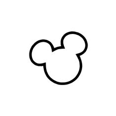 the mickey mouse head is drawn in black and white on a white background, it appears to be an outline