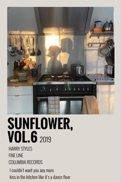 an advertisement for sunflower vol 6, featuring the silhouette of a man and woman